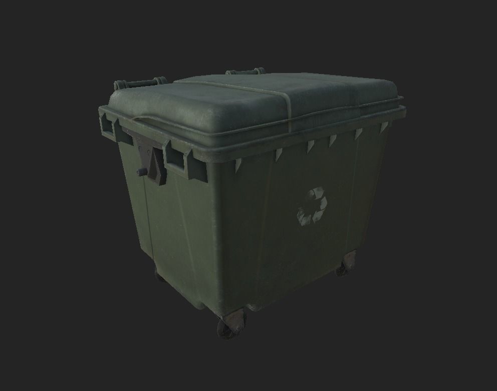 City Garbage Bin Big Low-poly 3D model_7