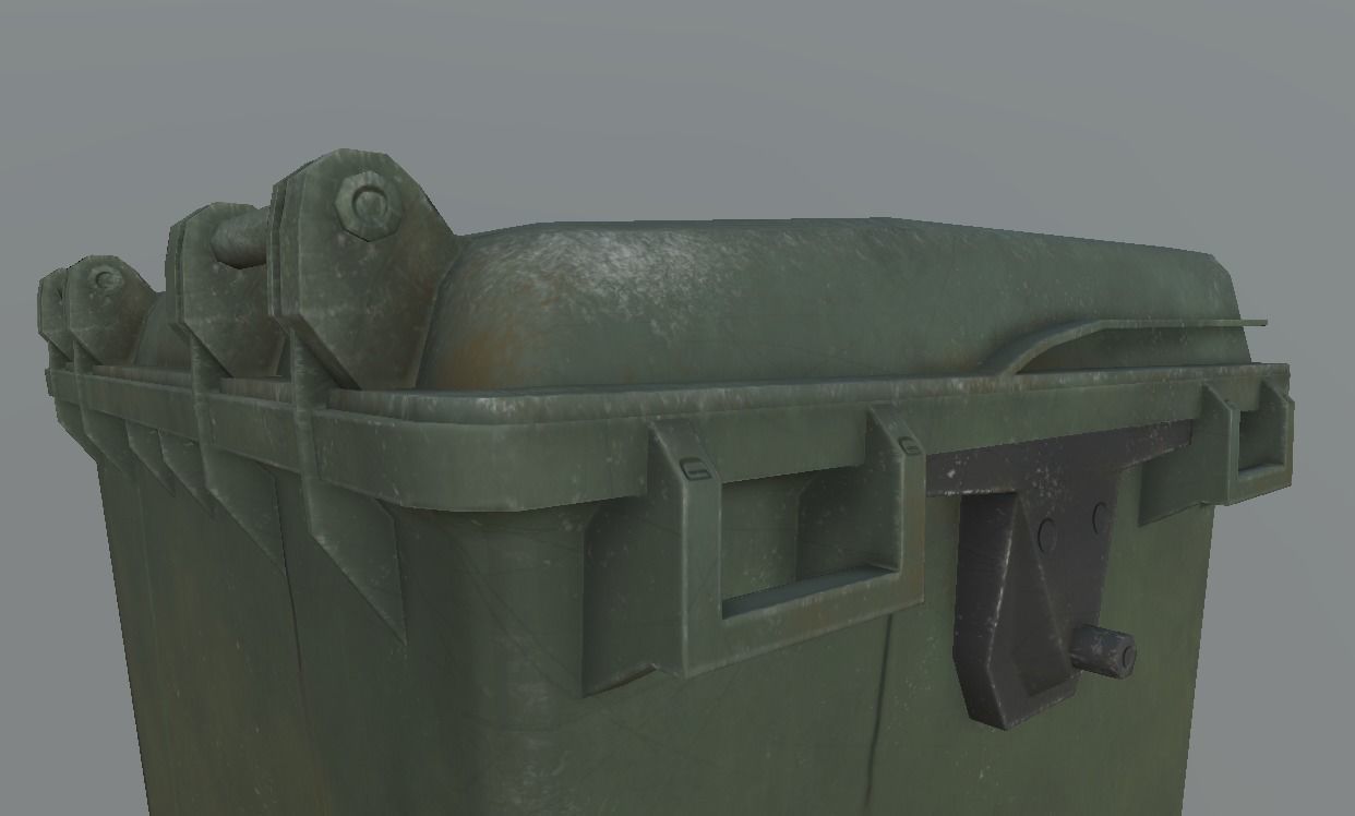 City Garbage Bin Big Low-poly 3D model_6