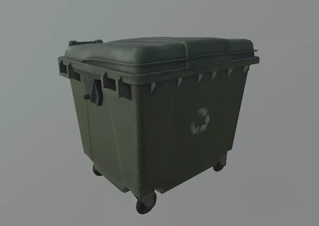 City Garbage Bin Big Low-poly 3D model_0
