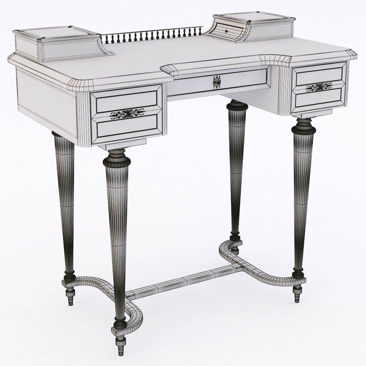 classical desk 3D model_4