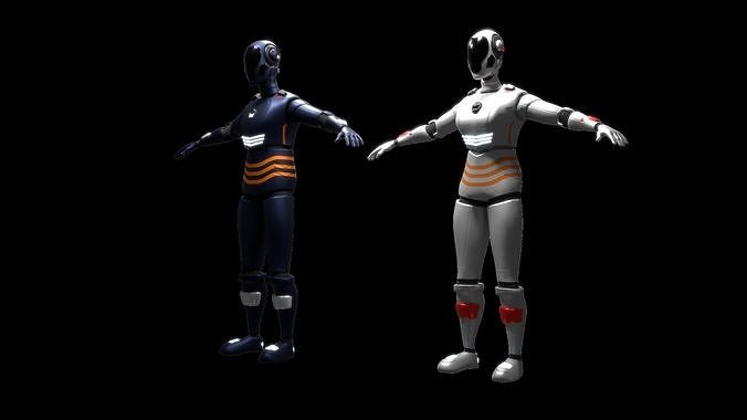 Futuristic Soldier - Robots Character Pack Low-poly 3D model