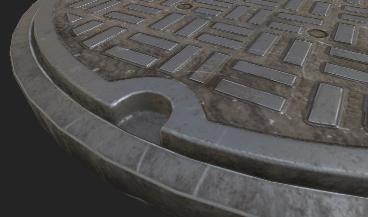 City Manhole Low-poly 3D model_2