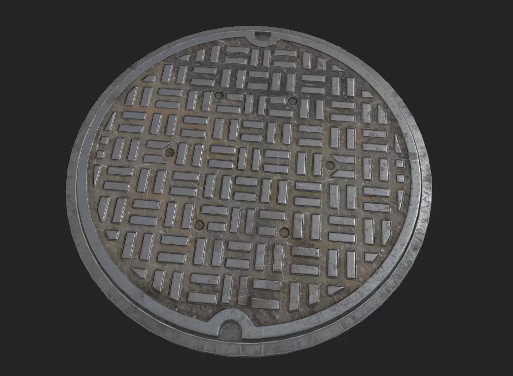 City Manhole Low-poly 3D model_0