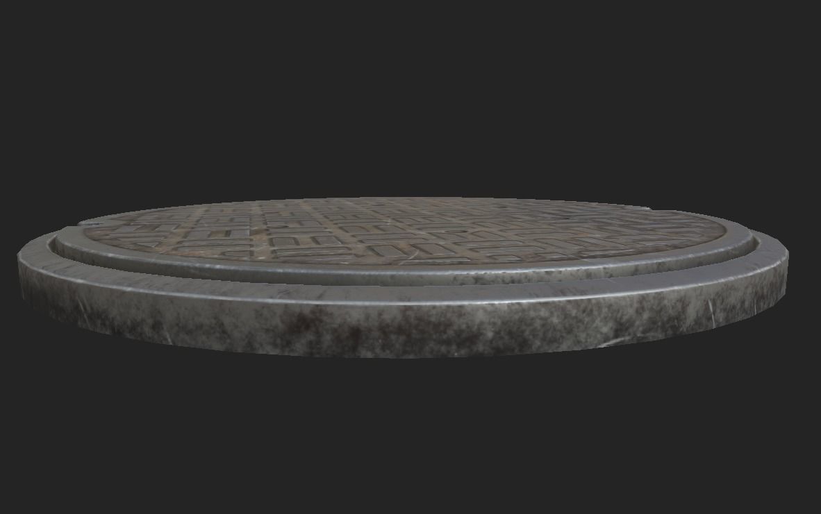 City Manhole Low-poly 3D model_3