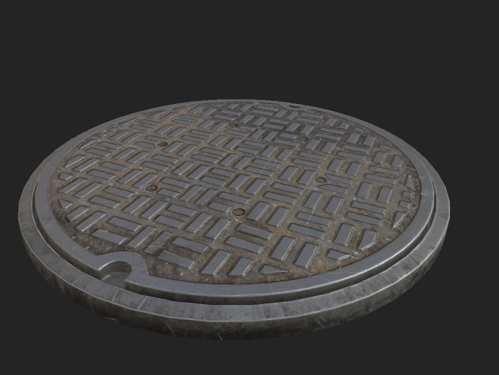 City Manhole Low-poly 3D model_1