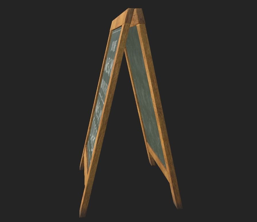 City Shop Blackboard Sign Low-poly 3D model_1