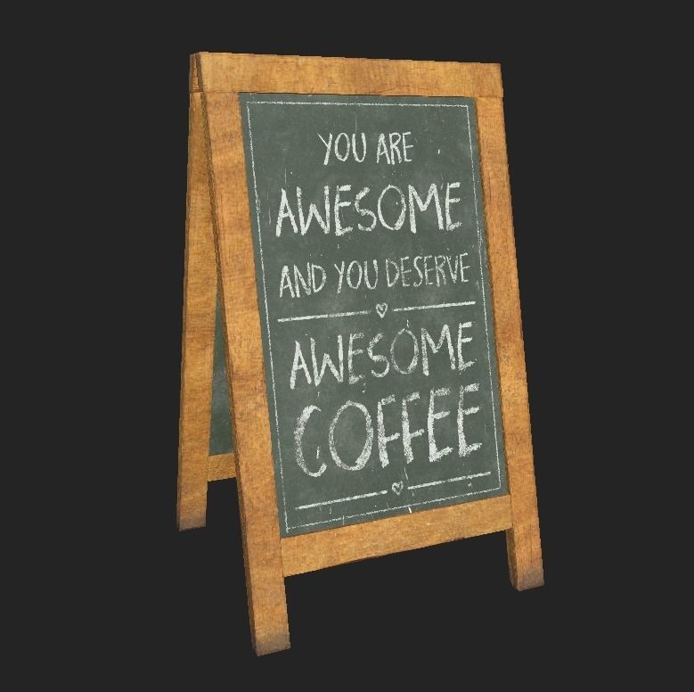 City Shop Blackboard Sign Low-poly 3D model_7