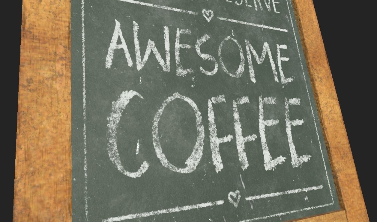 City Shop Blackboard Sign Low-poly 3D model_5