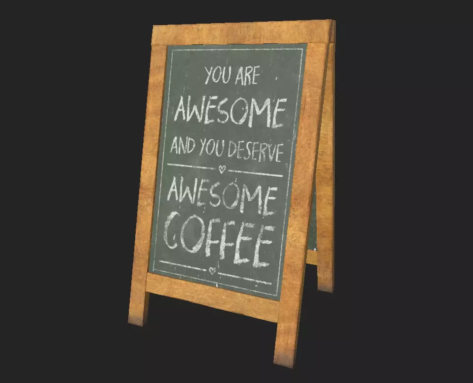 City Shop Blackboard Sign Low-poly 3D model_0