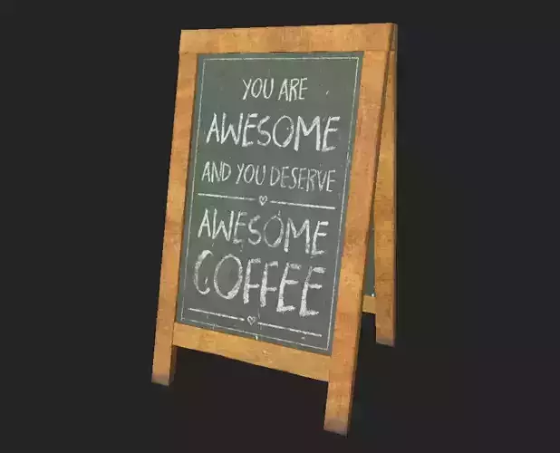 City Shop Blackboard Sign Low-poly 3D model