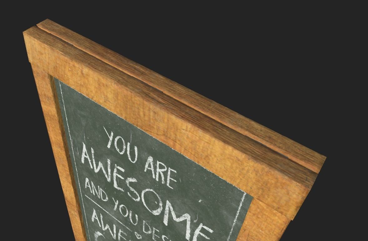 City Shop Blackboard Sign Low-poly 3D model_3