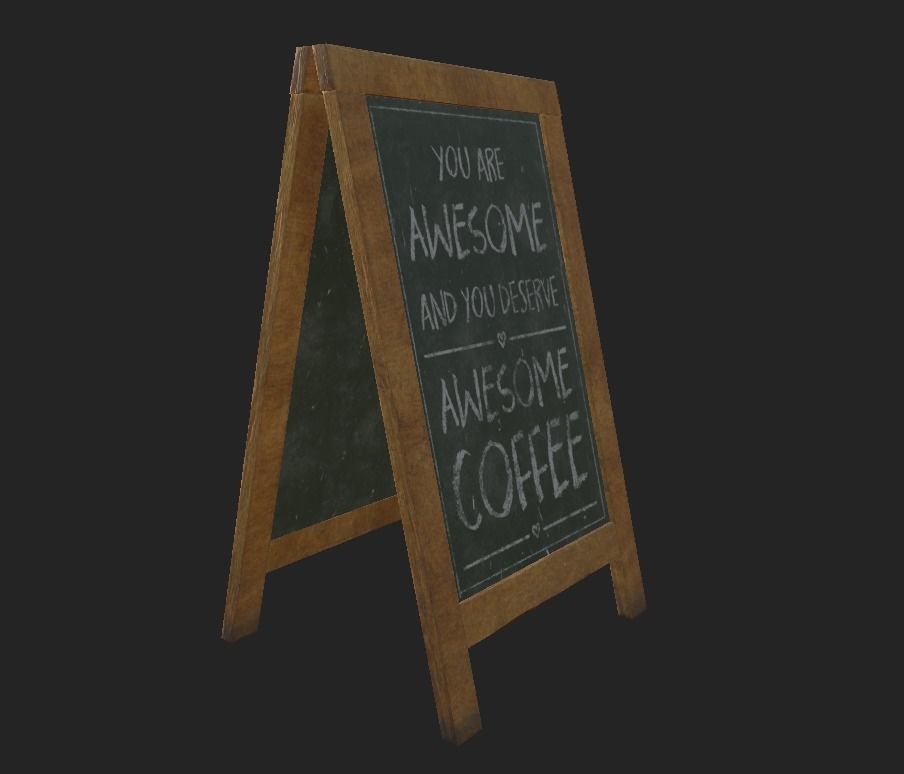 City Shop Blackboard Sign Low-poly 3D model_2