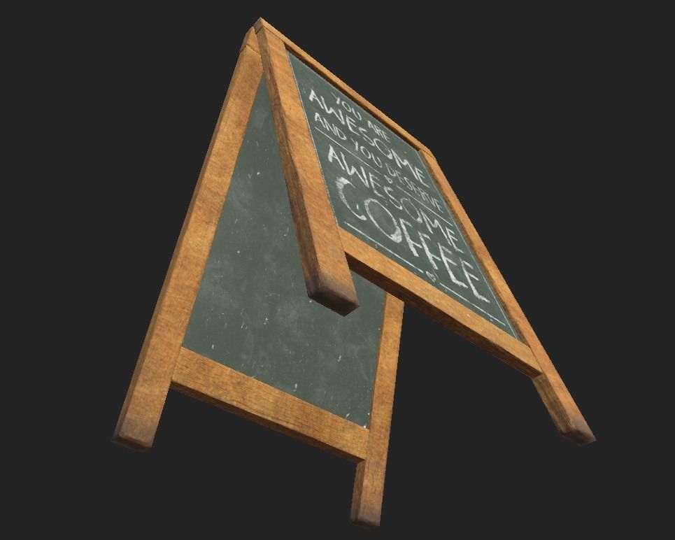 City Shop Blackboard Sign Low-poly 3D model_4