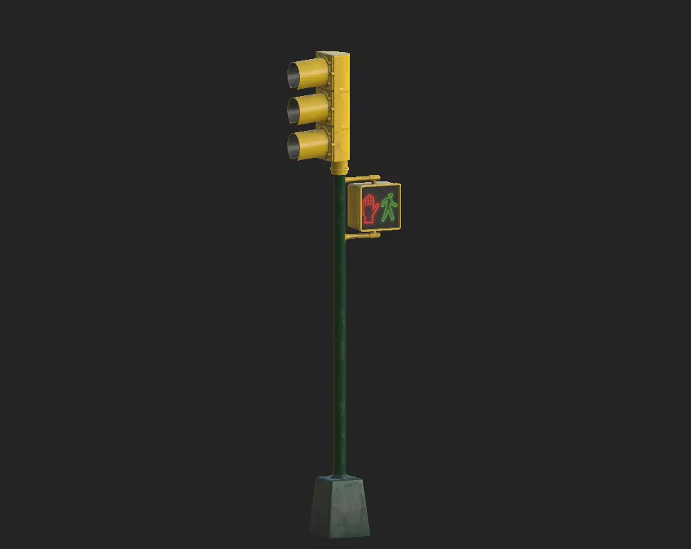 City Traffic Lamp Low-poly 3D model_0