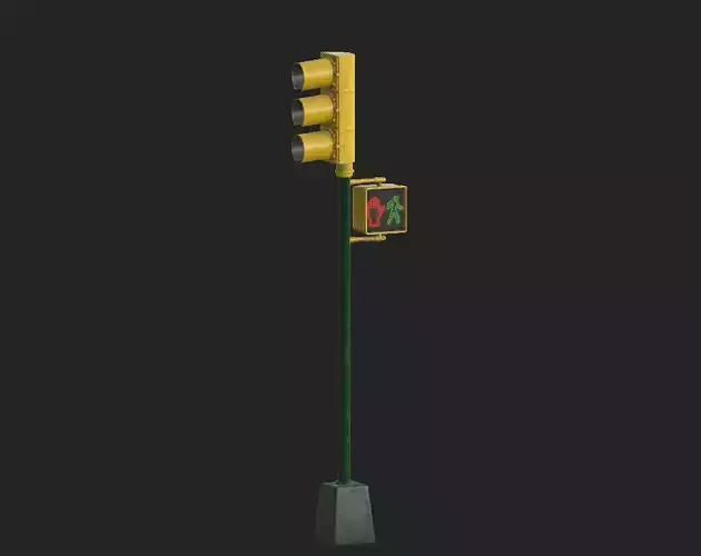 City Traffic Lamp Low-poly 3D model