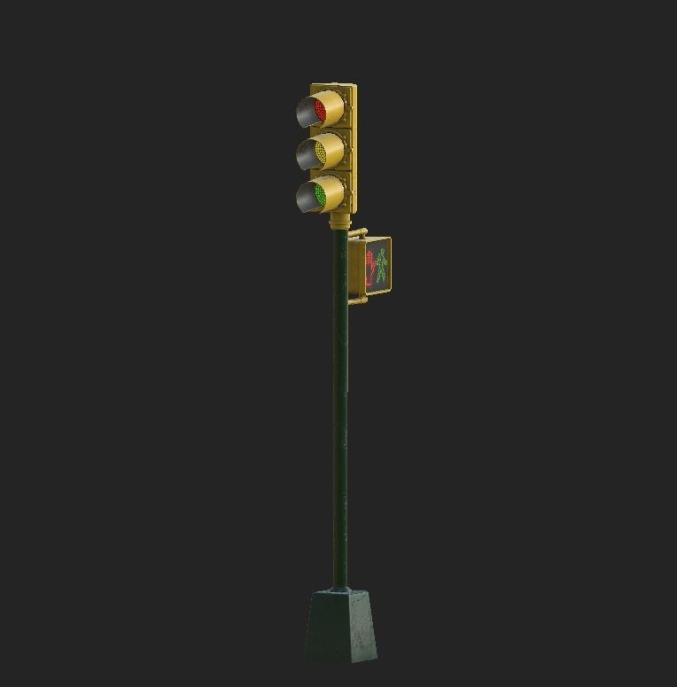 City Traffic Lamp Low-poly 3D model_8