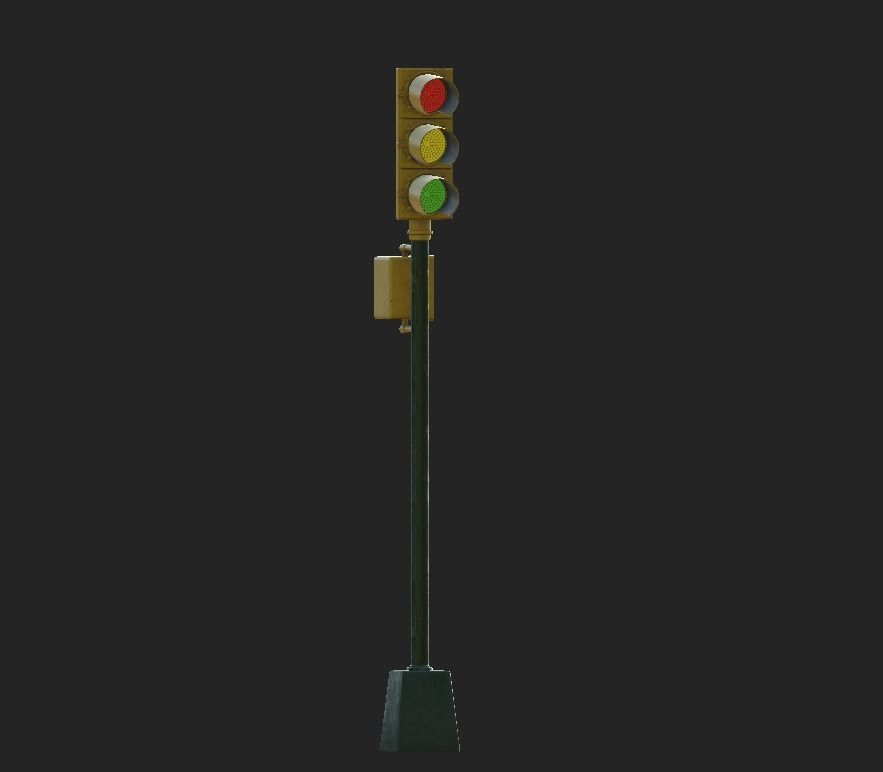 City Traffic Lamp Low-poly 3D model_1