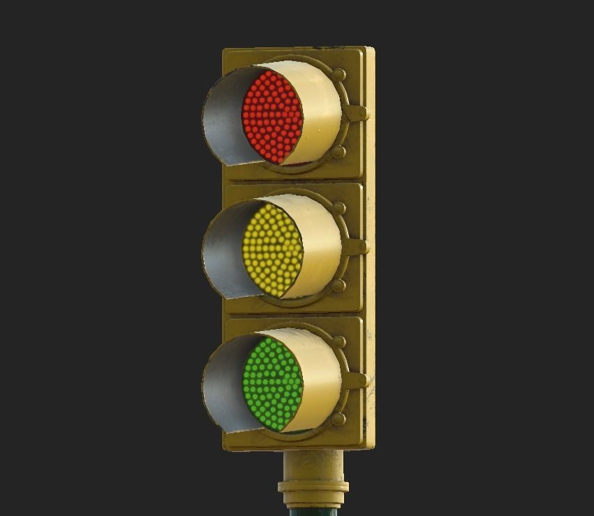 City Traffic Lamp Low-poly 3D model_7