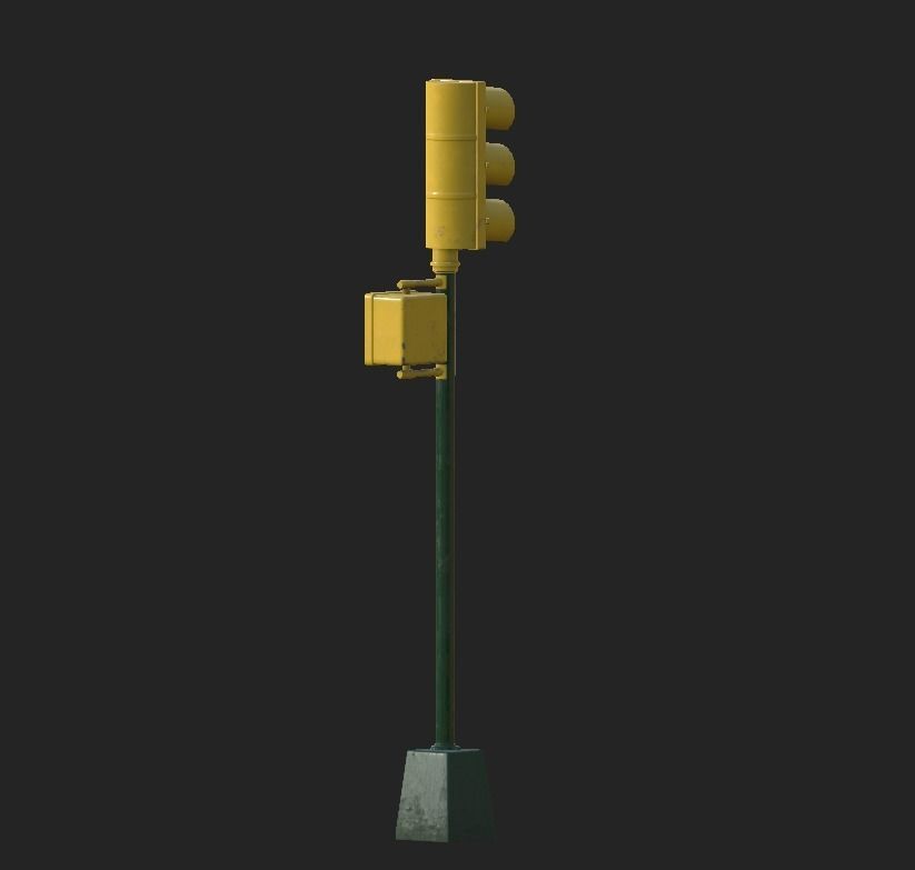 City Traffic Lamp Low-poly 3D model_3
