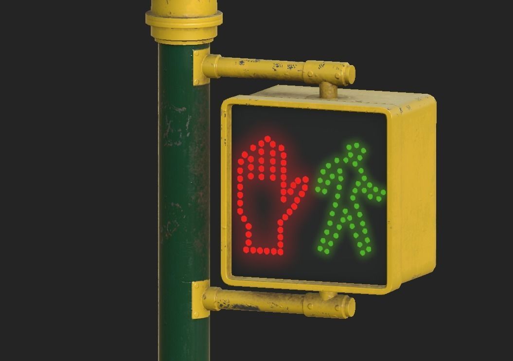 City Traffic Lamp Low-poly 3D model_5