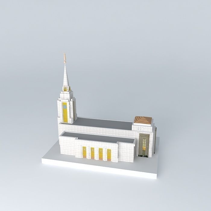 LDS. Templo Mormon, Curitiba Brazil 126 th.operating Temple Free 3D model_1