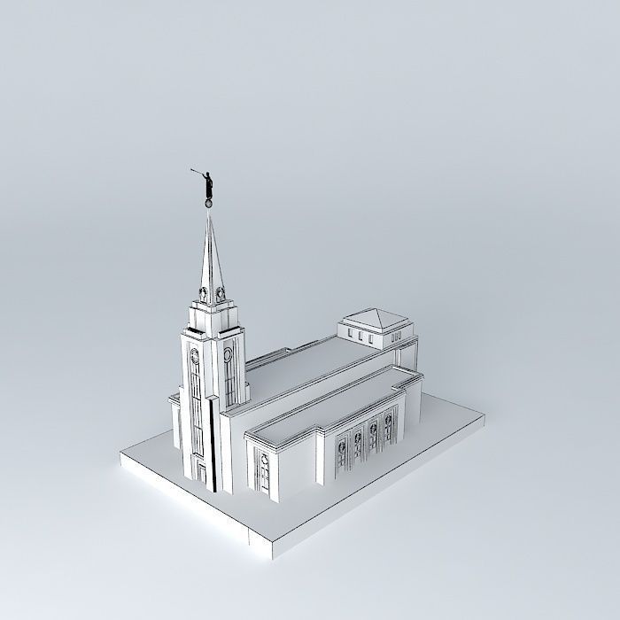 LDS. Templo Mormon, Curitiba Brazil 126 th.operating Temple Free 3D model_4