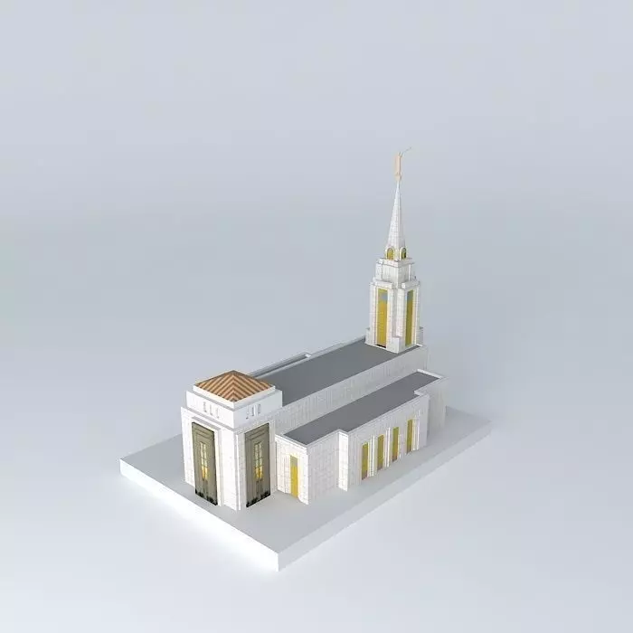 LDS. Templo Mormon, Curitiba Brazil 126 th.operating Temple Free 3D model_0