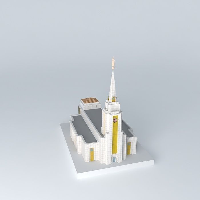 LDS. Templo Mormon, Curitiba Brazil 126 th.operating Temple Free 3D model_2