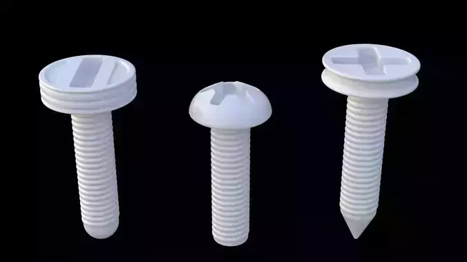 Screws three plastic 3D model