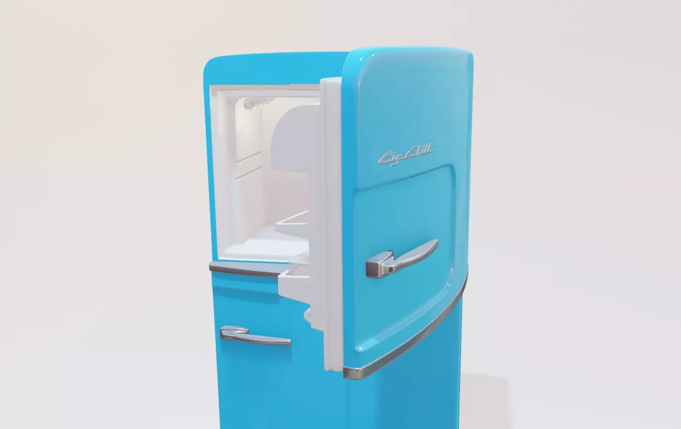 retro fridge Low-poly 3D model_0