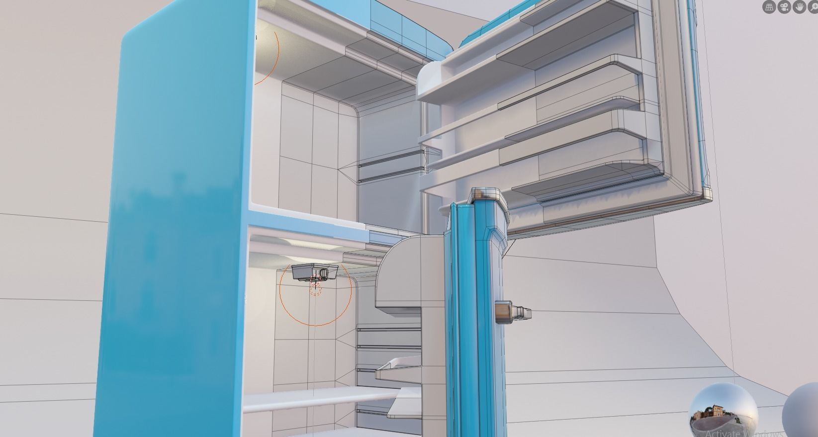 retro fridge Low-poly 3D model_4