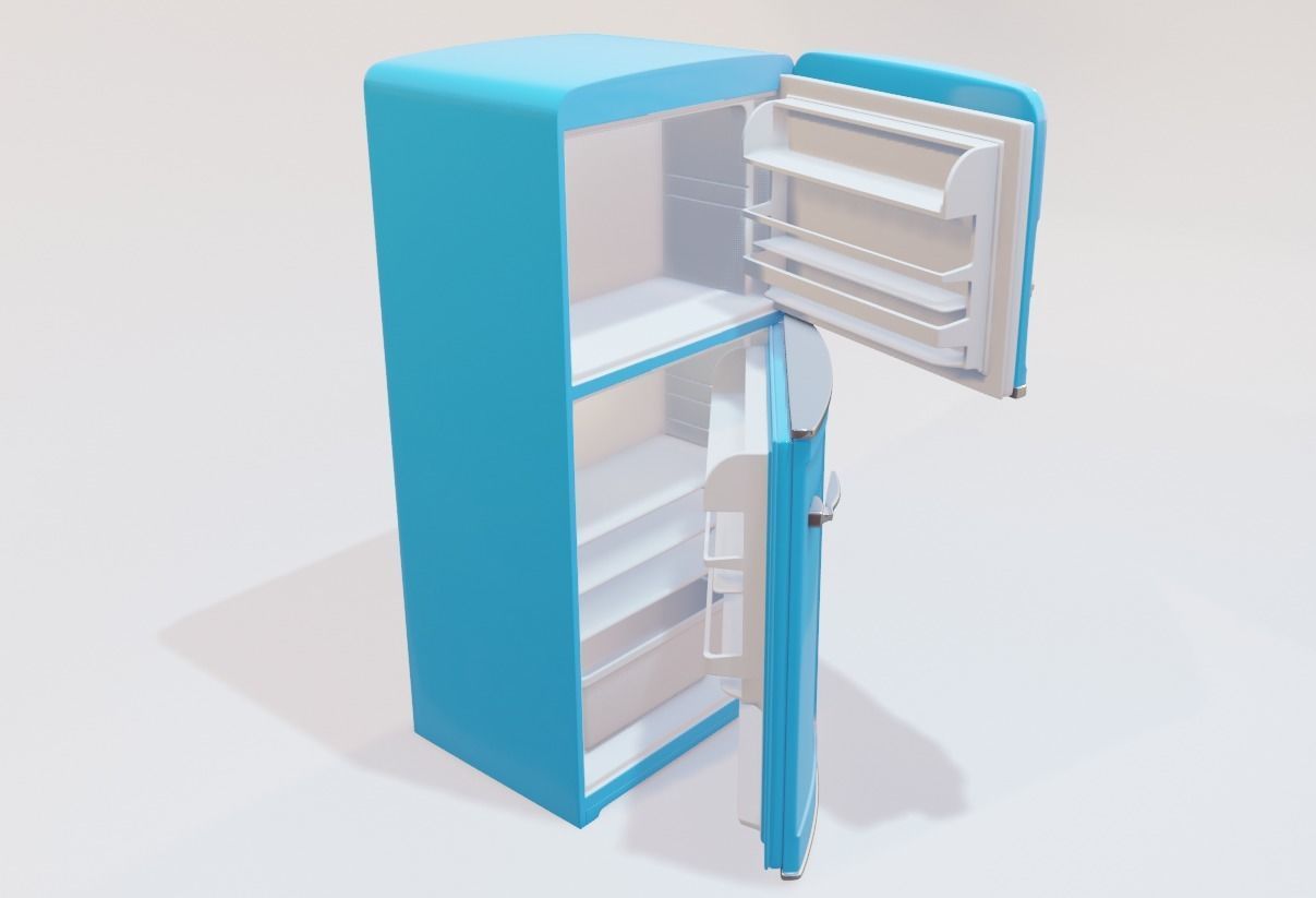 retro fridge Low-poly 3D model_8