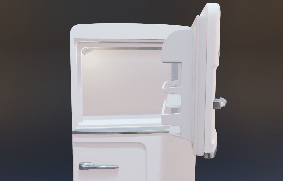 retro fridge Low-poly 3D model_7