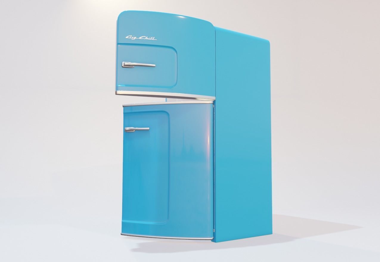 retro fridge Low-poly 3D model_9