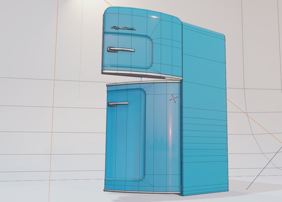 retro fridge Low-poly 3D model_3