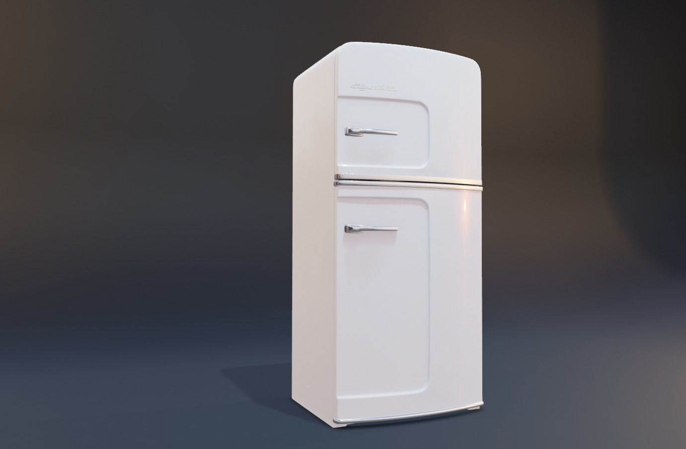 retro fridge Low-poly 3D model_2