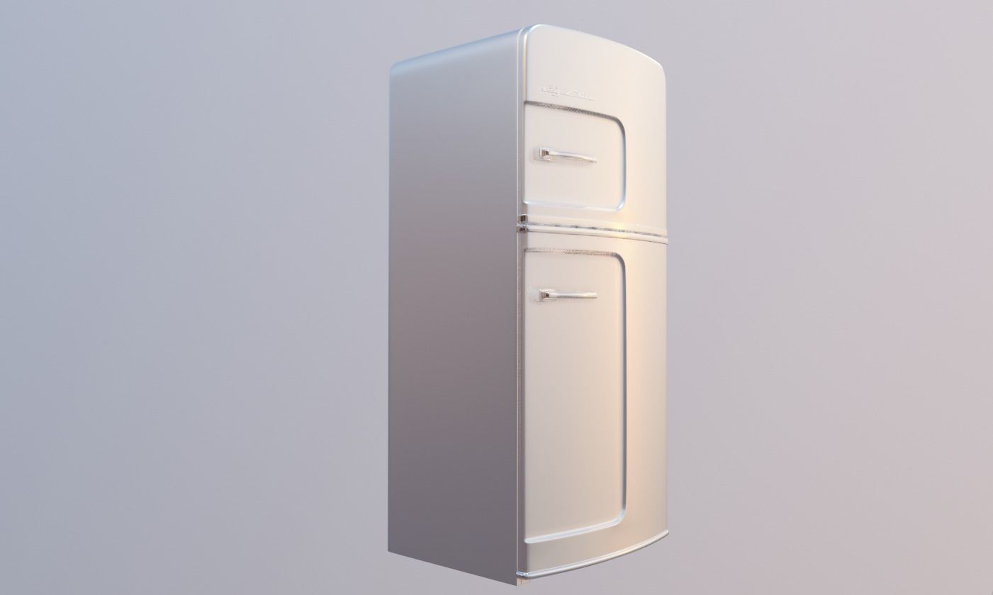 retro fridge Low-poly 3D model_5