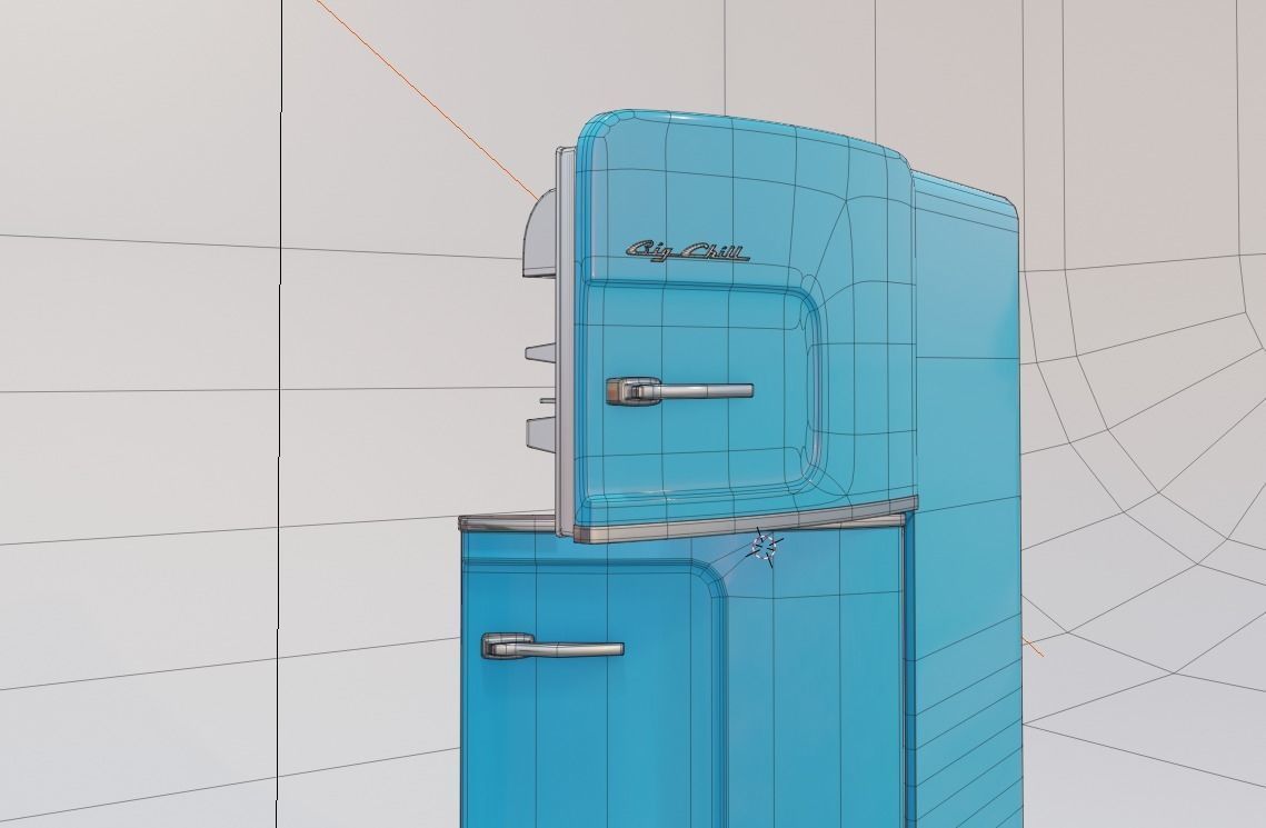 retro fridge Low-poly 3D model_1