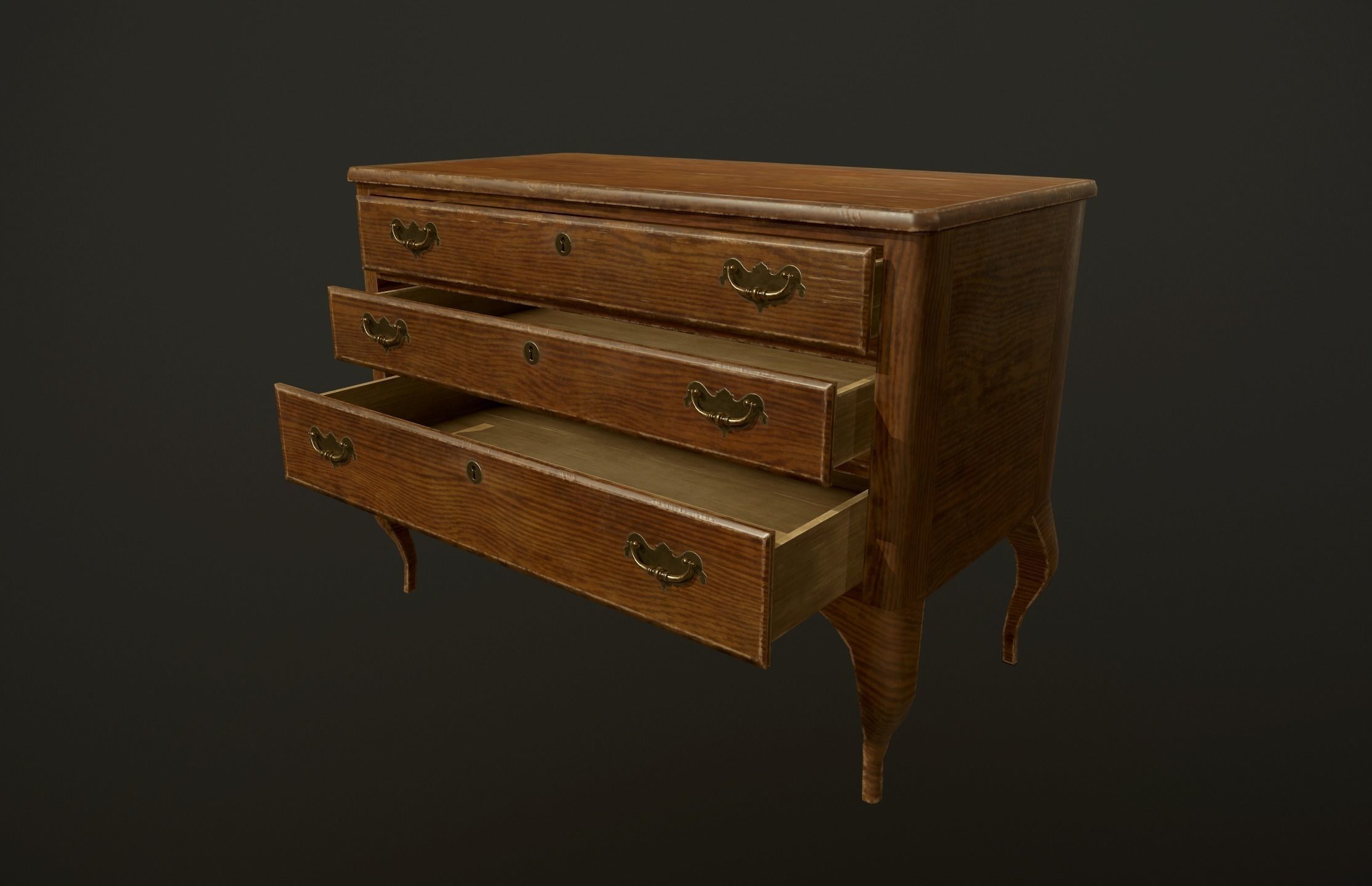 Antique commode - PBR Game Ready Low-poly 3D model_5