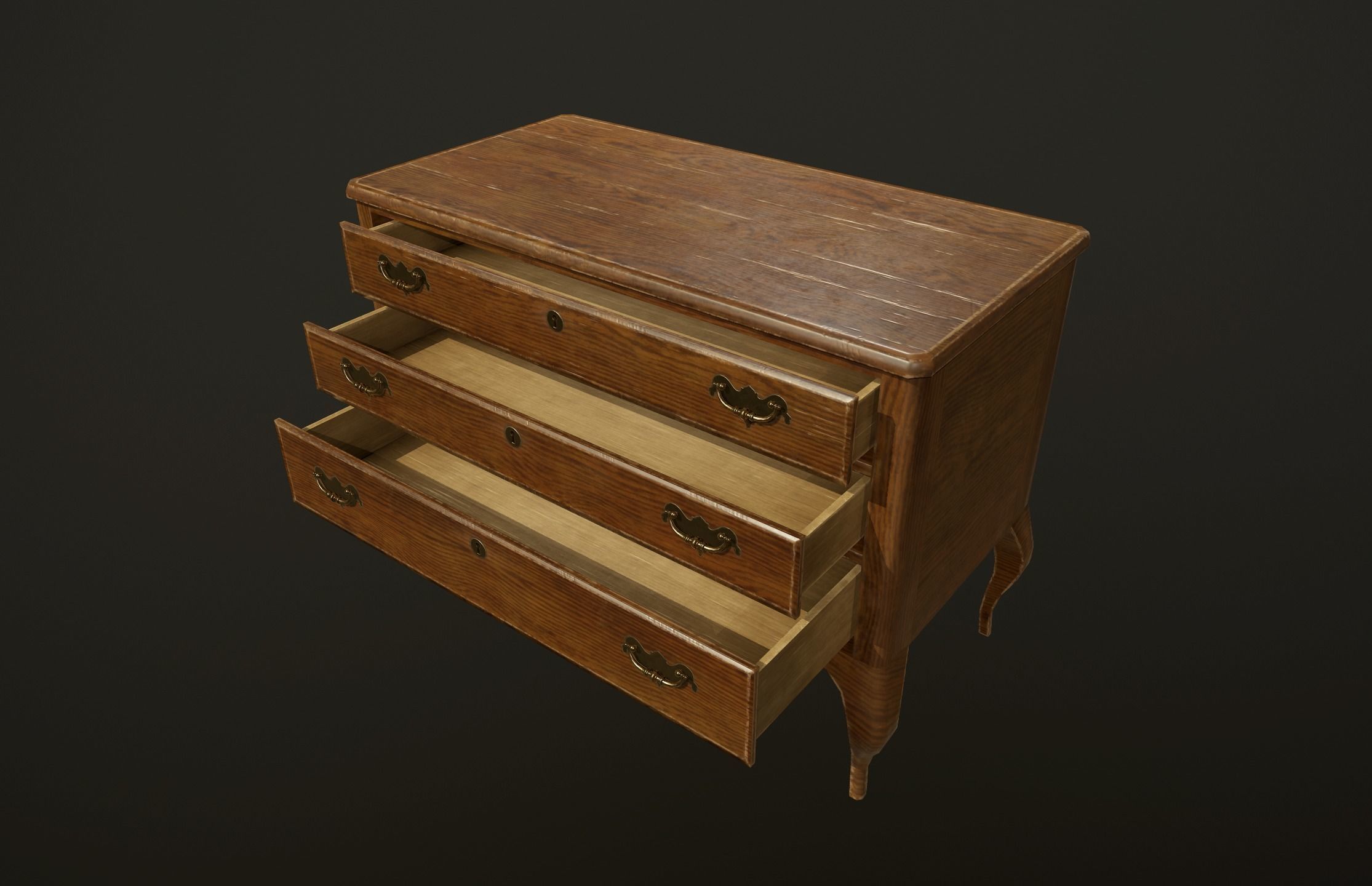 Antique commode - PBR Game Ready Low-poly 3D model_2