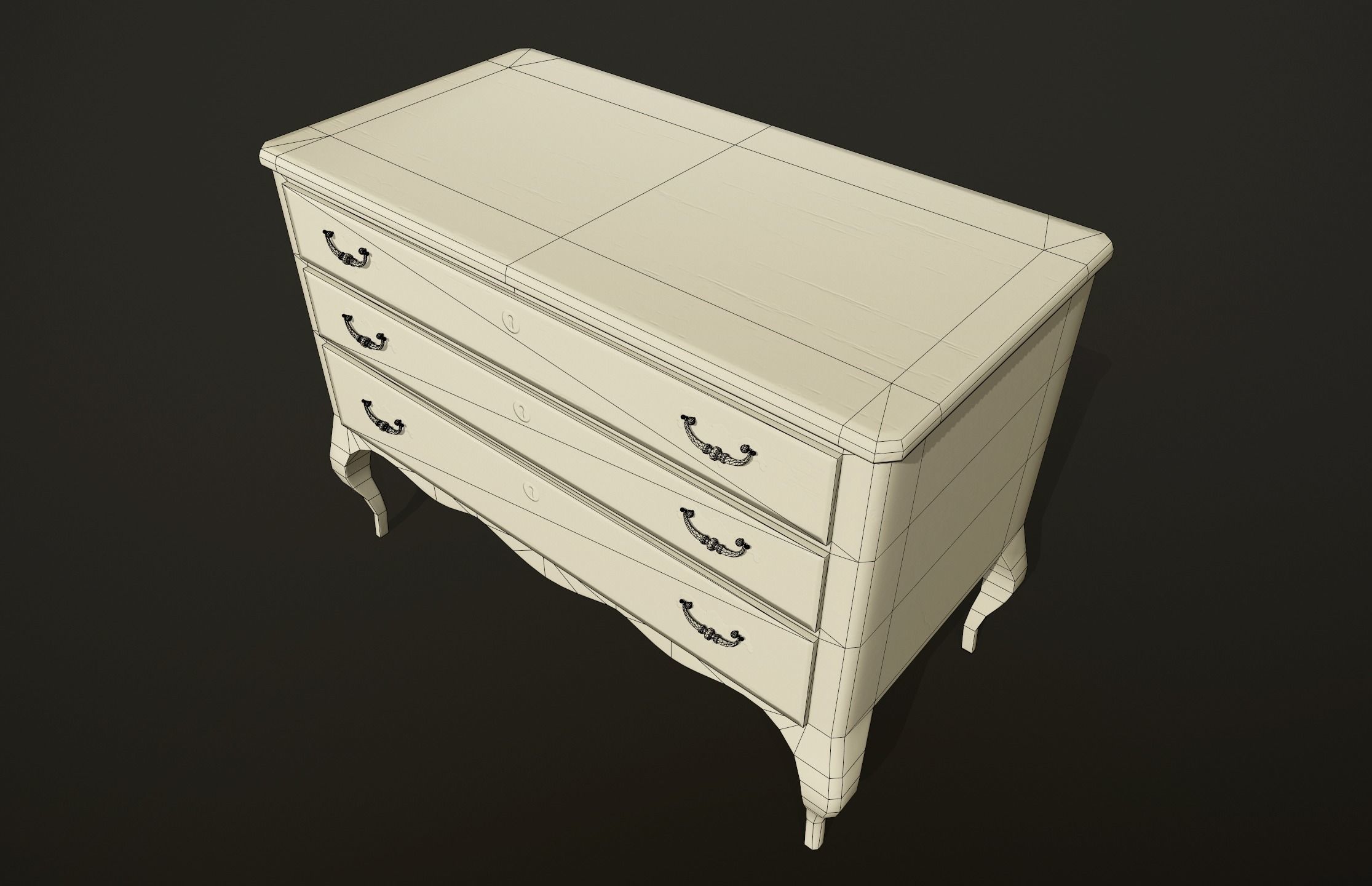 Antique commode - PBR Game Ready Low-poly 3D model_7