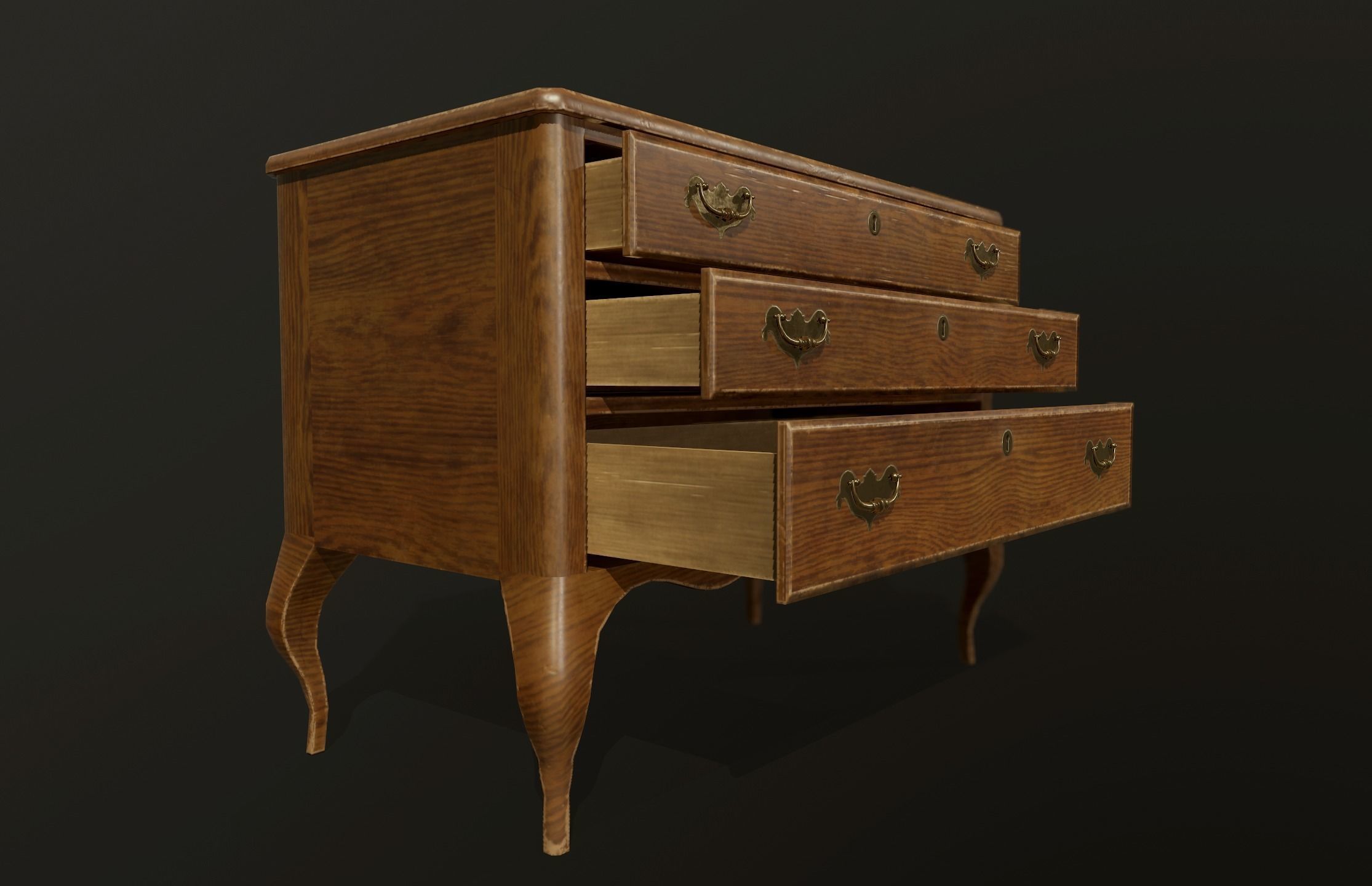 Antique commode - PBR Game Ready Low-poly 3D model_3