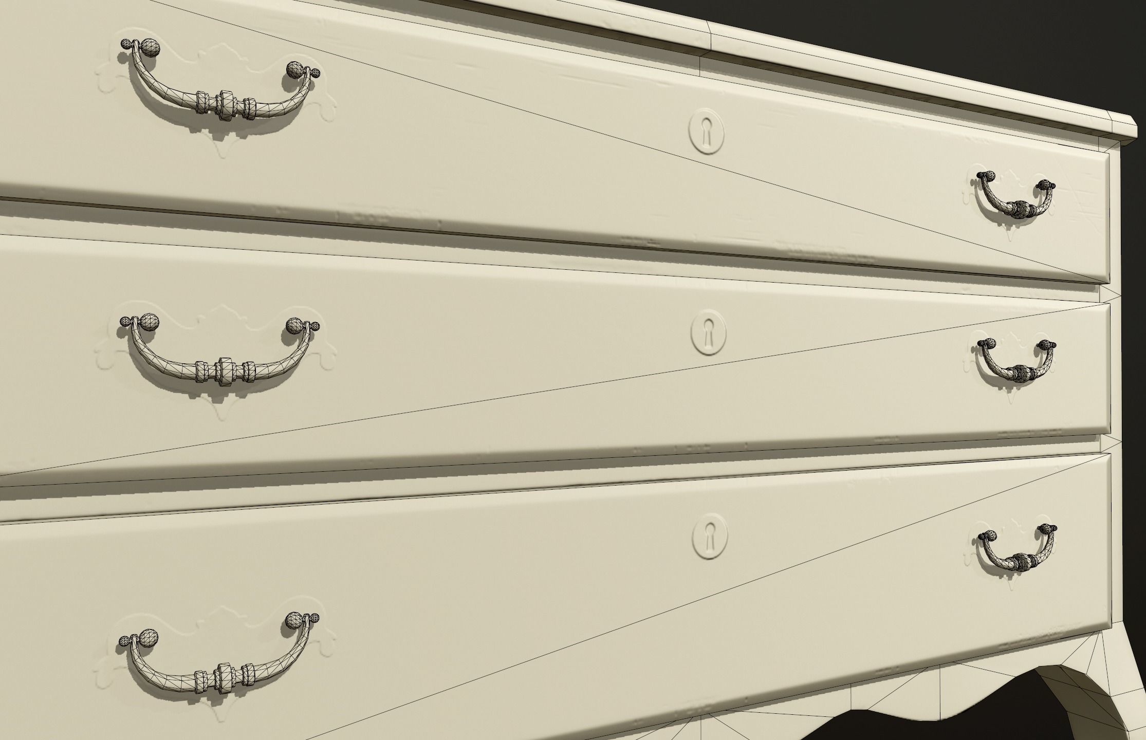 Antique commode - PBR Game Ready Low-poly 3D model_8