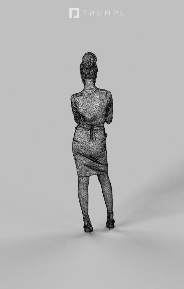 A Black African Waitress Woman Noting Down An Order Barmaid Low-poly 3D model_9