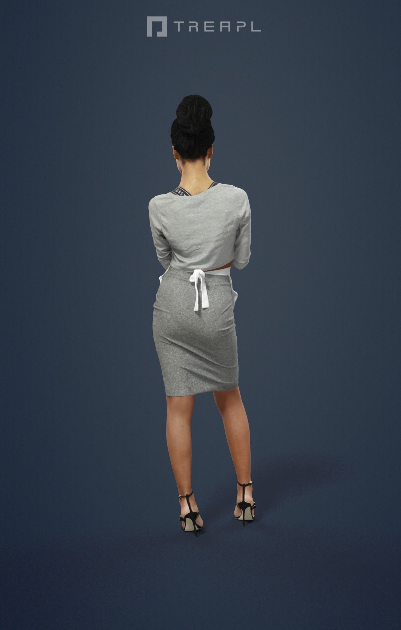 A Black African Waitress Woman Noting Down An Order Barmaid Low-poly 3D model_1