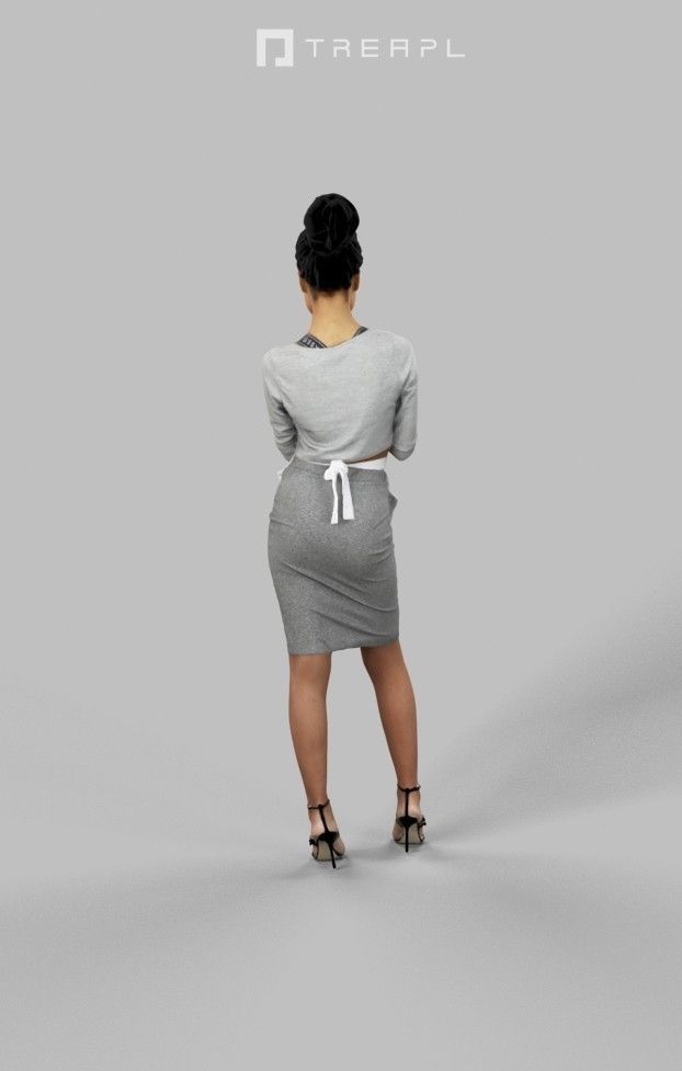 A Black African Waitress Woman Noting Down An Order Barmaid Low-poly 3D model_5