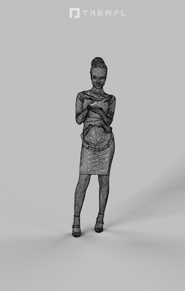 A Black African Waitress Woman Noting Down An Order Barmaid Low-poly 3D model_8