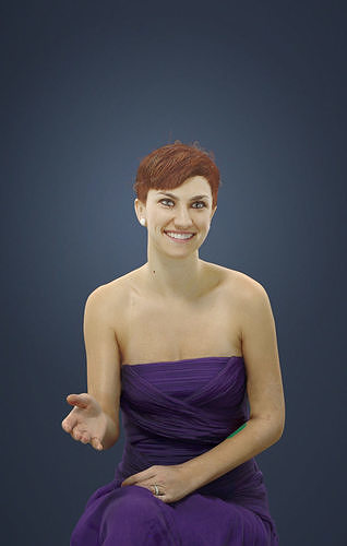 Luna A Sitting Elegant Caucasian Woman In A Ballroom Dress Low-poly 3D model