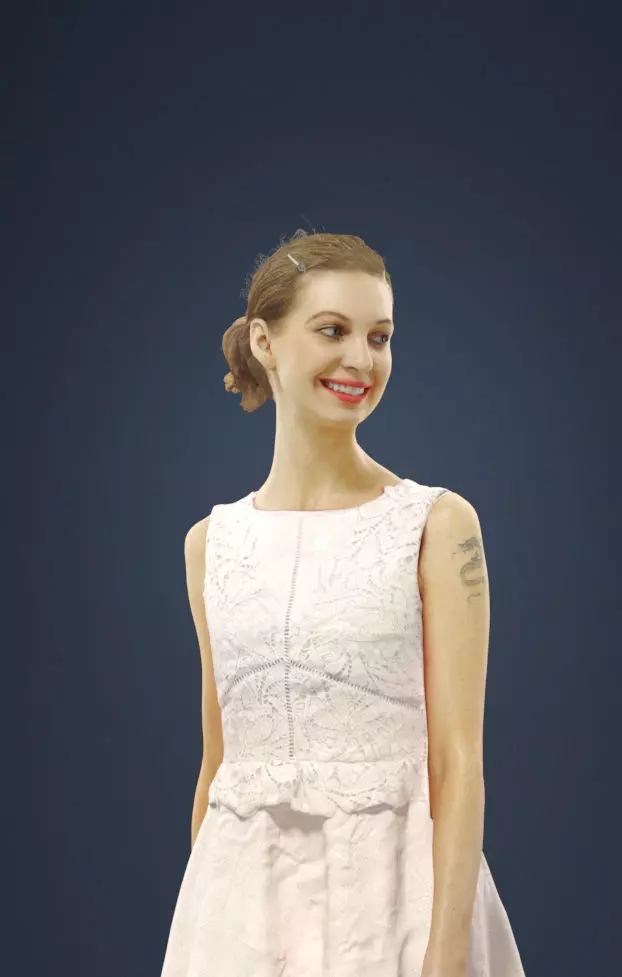 Aspiration A Caucasian Walking Woman Dressed In a White Dress Low-poly 3D model