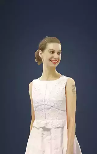 Aspiration A Caucasian Walking Woman Dressed In a White Dress  Low-poly 3D model